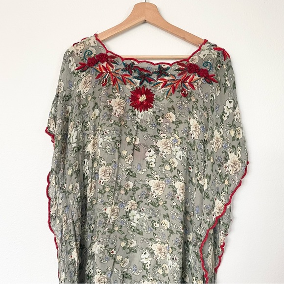 Zara Embroidered Midi  Tunic Dress with V-neck Size S Spring Summer - Picture 11 of 16